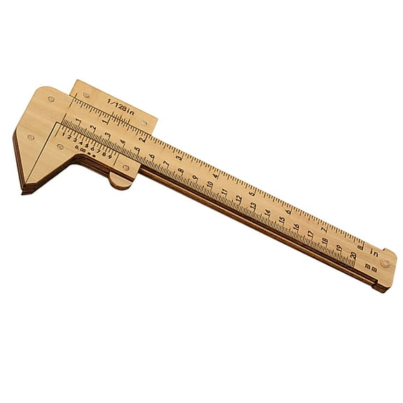 HOMEMAXS Beige Wooden Vernier Caliper for Math with Dual Measurement Units Easy to Read 12 Inch