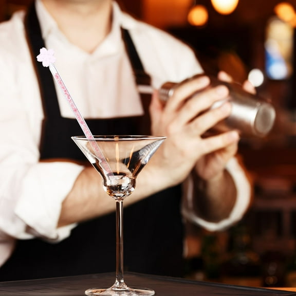 VERDANVERSE Glass Stirring Rod Swizzle Stick Shiny Pink Glass 1 Piece