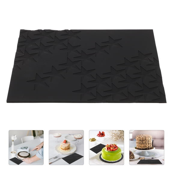 HOMEMAXS Black Silicone Embossed Fondant Mat for Home Use Cake Baking Tool 11.8x15.7 Inches