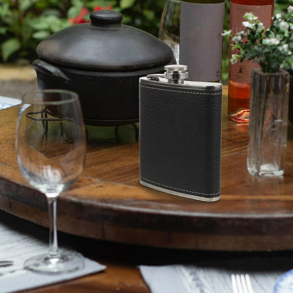 VERDANVERSE Stainless Steel Hip Flask Black for Climbing 1 Set 4.7x3.7in