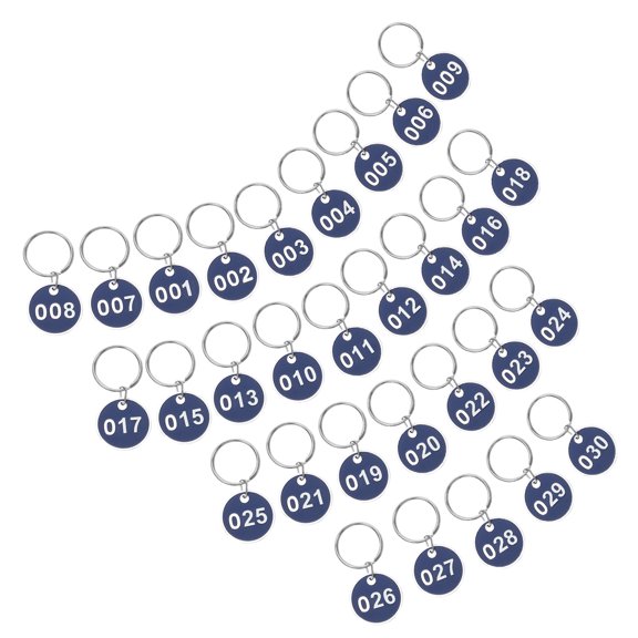 HOMEMAXS 1 Set Practical Aluminium Metal Number Plates Luggage ID Tags Key Ring Labels for Home Office Hotel Blue Numbers 1 30 One for Each