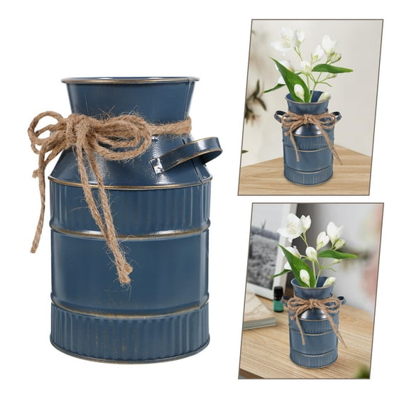 HOMEMAXS Blue Iron Vase for Decor with Vintage Design Perfect for Flower Arrangement and Home Decoration