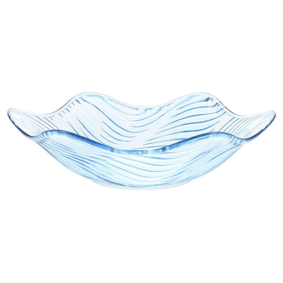 Blue Plastic Crystal Fruit Plate Flower Design Snack and Nut Dish Wave Candy Holder Salad Bowl 1 Set for Home