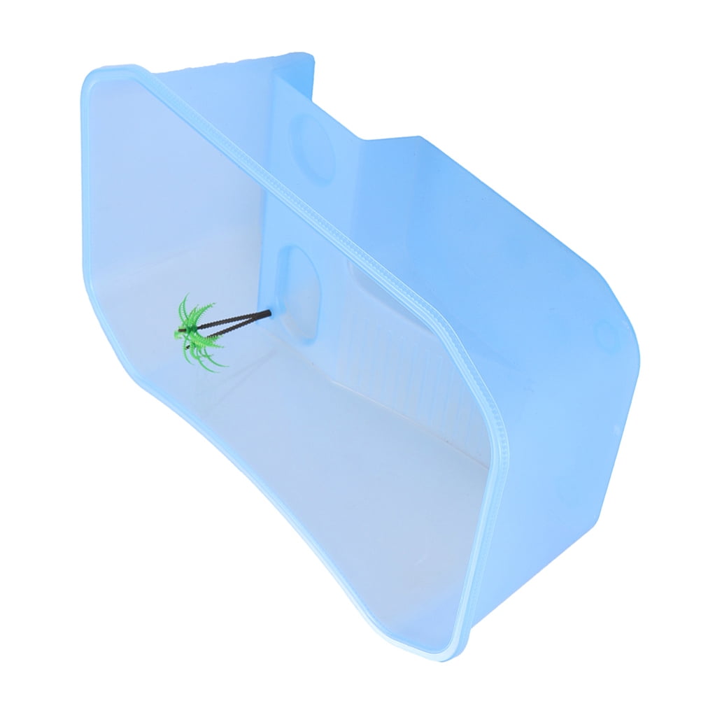Blue Plastic Turtle Tank with Platform and Ramp for Reptile Habitat and Spacious Water Environment 10.5 Inches
