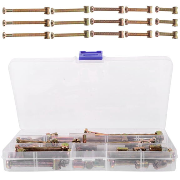 CRAFTHROU Furniture Screws and Bolts Kit Carbon Steel for Wood Bed Rail Fasteners Repair