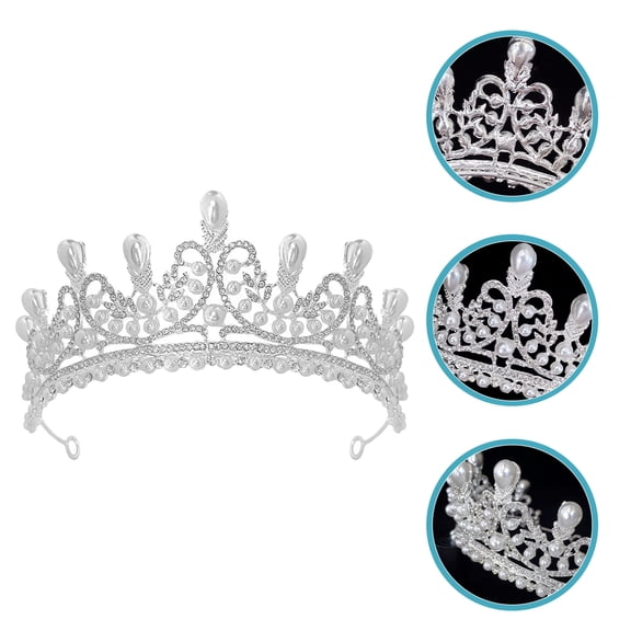 HOMEMAXS Elegant Bridal Tiara with Rhinestones and Pearl for Wedding Hair Decoration White