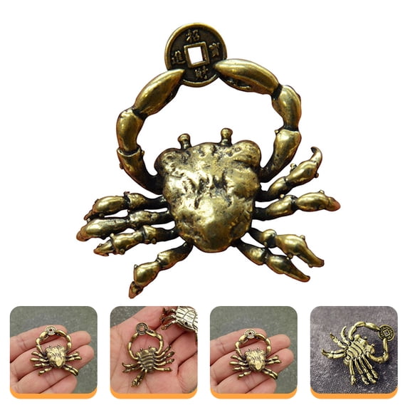 HOMEMAXS Brass Crab Figurine Retro Animals Sculptures Collection Home Decoration