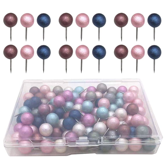 HOMEMAXS Bright Color Assorted Plastic and Stainless Steel Thumb Tacks for Home Use 100pcs Portable Map Pushpins