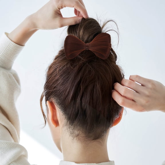 HOMEMAXS Brown Decorative Hairpiece with Realistic Curly Bun Made of High Temperature Fiber and Zinc Alloy for Women