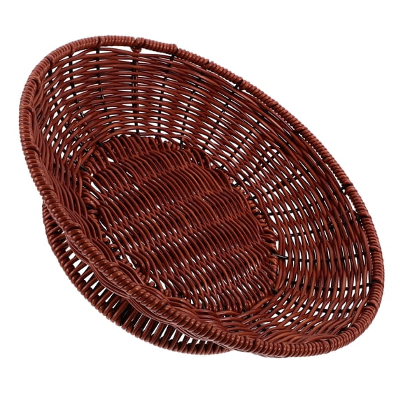 HOMEMAXS Brown Imitation Rattan Fruit Tray for Storage with Elevated Design and Smooth Surface 9.84 x 1.57 Inches
