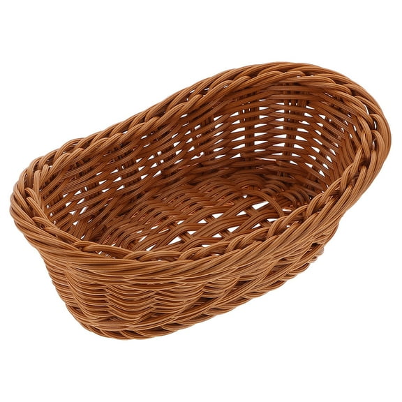 HOMEMAXS Brown Plastic Storage Basket for Home Use Retro Fruit Basket 7.87x5.12x4.72 Inches