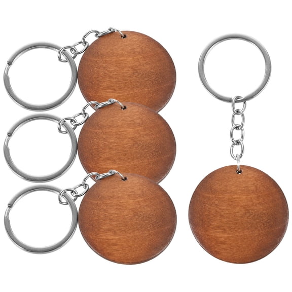 GARVALON Stainless Steel Keyring Round Blank Keychains Diy Projects 4Pcs 3.7X1.6X0.2In