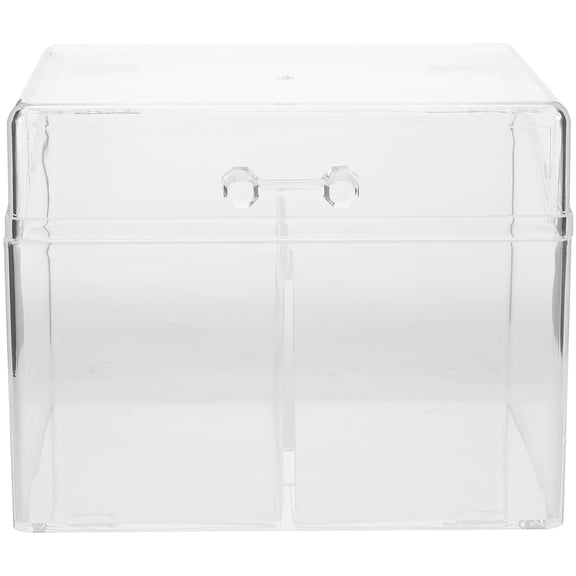 HOMEMAXS Business Cards Holder Clear Cards Stand Business Cards Container Desktop Card Holder with Lid