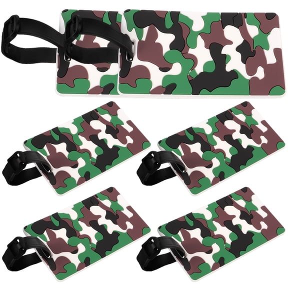 Camouflage PVC Luggage Tags for Travel 6pcs Portable Suitcase Labels 0.1in x 3.5in