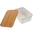 thumbnail image 1 of Butter Dish Container Plate Keeper Lid Cover Ceramic Wooden Box Covered Tray Bowl Porcelain Cheese Holder Dessert, 1 of 9