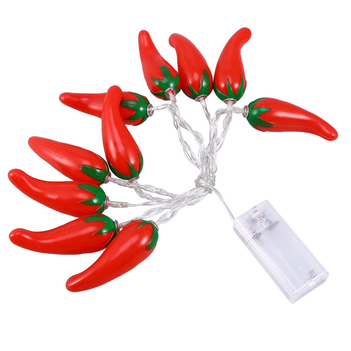 Battery Powered Red Chili Pepper LED String Lights for Outdoor Decor