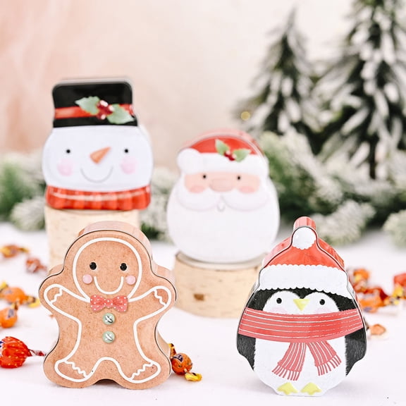 HOMEMAXS 1Pc Christmas Candy Box Cartoon Tinplate Case Gift Box for Party Decoration