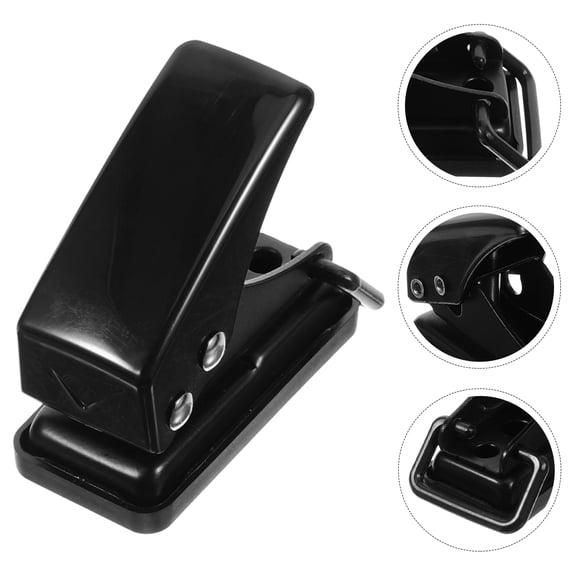 HOMEMAXS  Circle Punch Office Loose Leaf Hole Puncher Portable Paper Mini Handheld Black