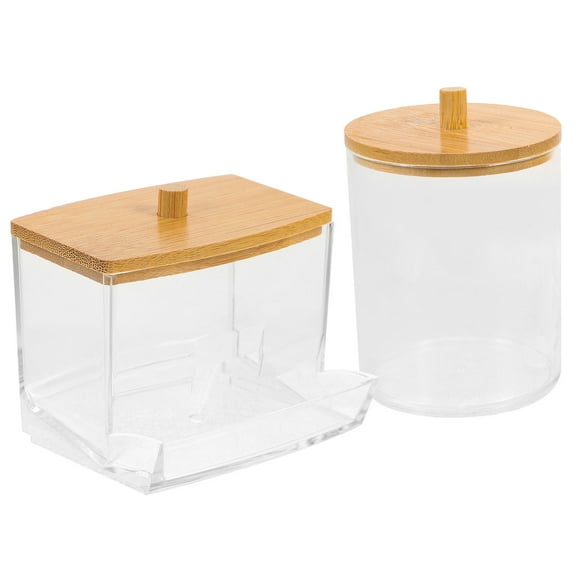 HOMEMAXS Clear Cotton Buds Storage Boxes with Lids along Transparent