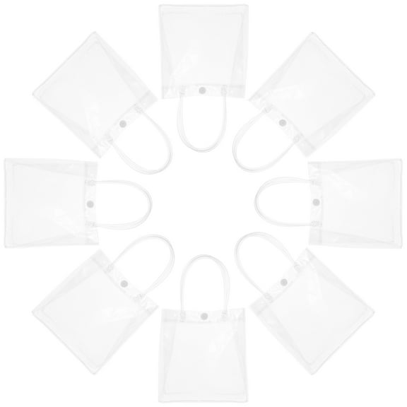 HOMEMAXS Clear PVC Bags with Handles Transparent Shopping Tote Bags for Presents Reusable and Multipurpose 10pcs Small Size