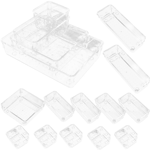 Clear Plastic Drawer Organizers for Storage Use Ideal for Makeup Cosmetics Jewelry in Various Drawers 16pcs