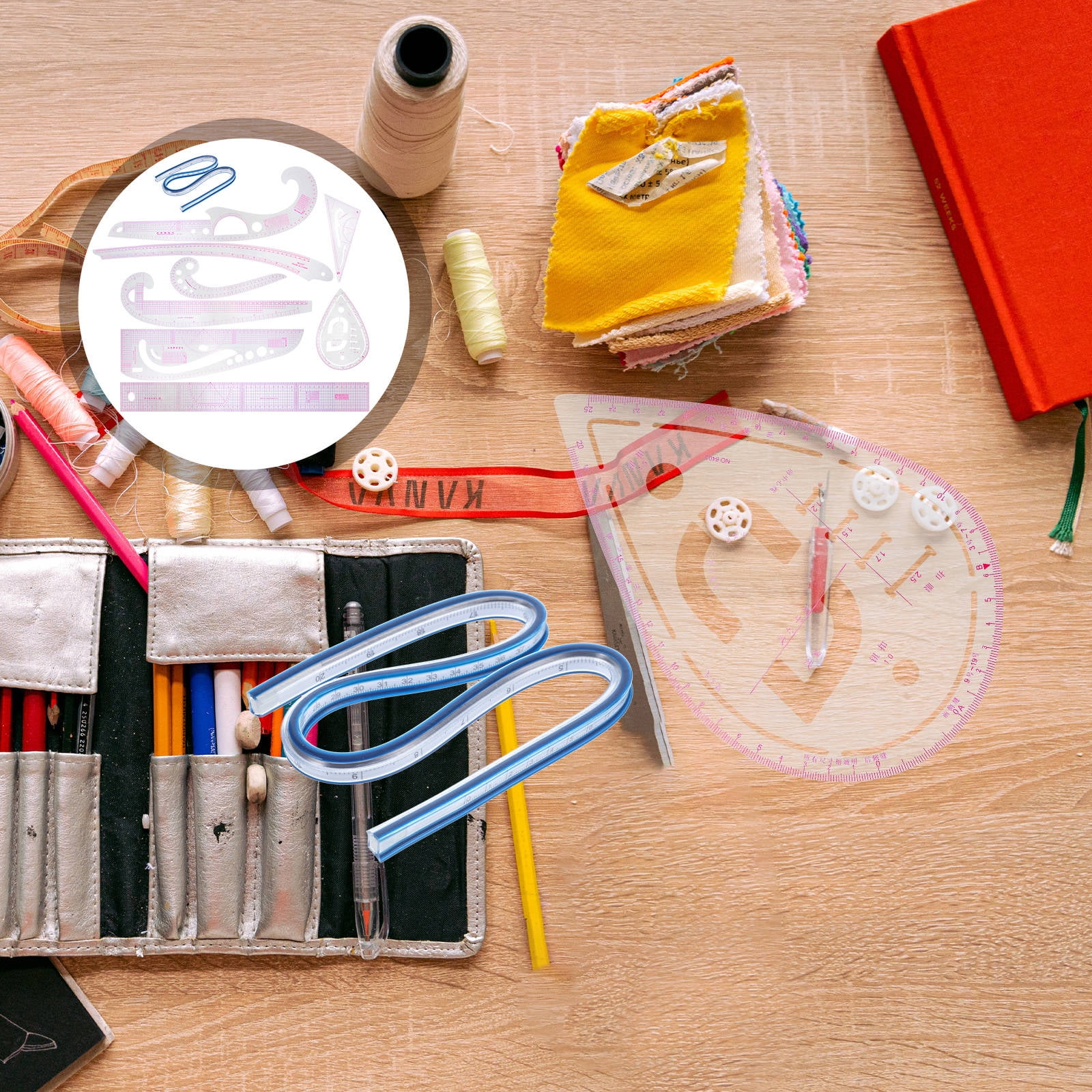 HOMEMAXS Clear Ruler Fabric Ruler 裁剪尺套装 Manual Cutting Ruler 60.3X6.5cm ...