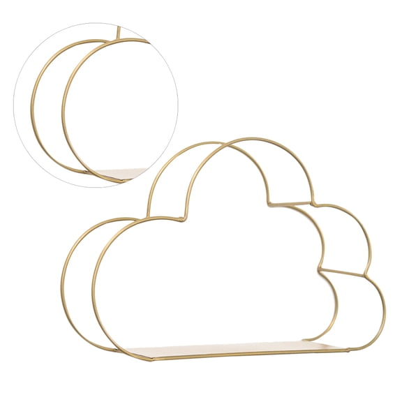 HOMEMAXS Cloud Shaped Desktop Book Rack Modern Metal Wire Bookshelf Simple Magazine Holder Rack for Home Office (Golden)