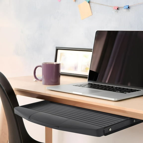 HOMEMAXS  Computer Keyboard Stand Pull Out Drawer Keyboards Trays Office Black