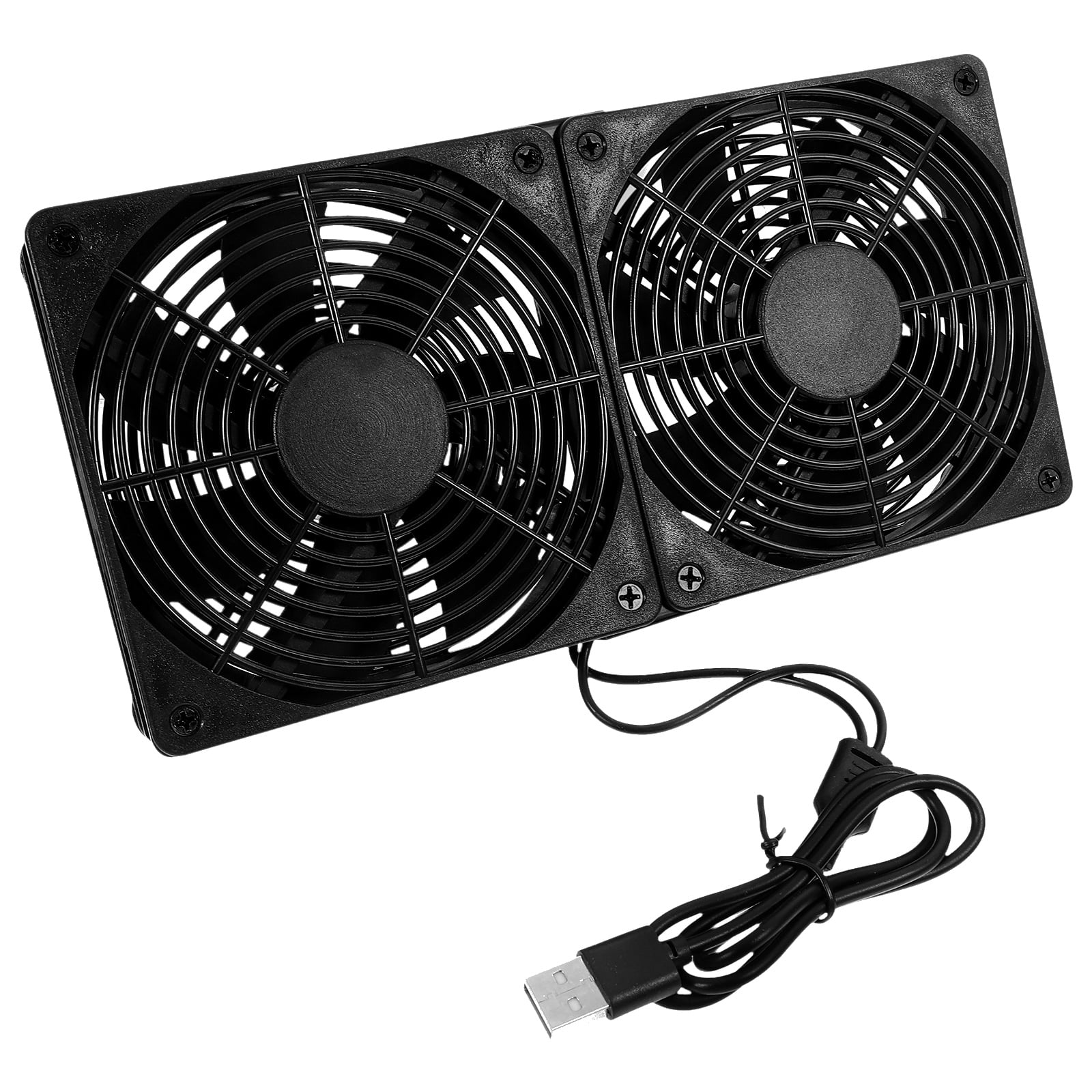 HOMEMAXS  Cooling Dual Fans Small Window Portable That Blow Cold Air Mirror Computer Tablet Stand Black