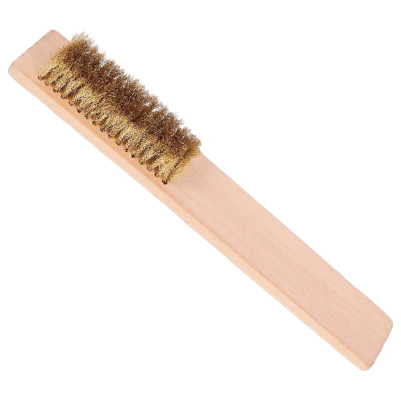 HOMEMAXS Copper Bristle Brush Wooden Handle Brush Skiing Board Wax Cleaning Brush for Skateboard