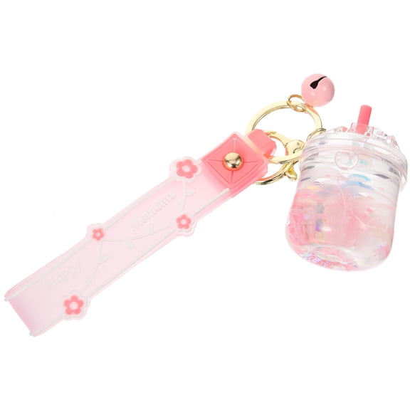 Minkissy Cell Phone Keychain Pendant Pink Resin Milk Tea Cup Shape 1Pack