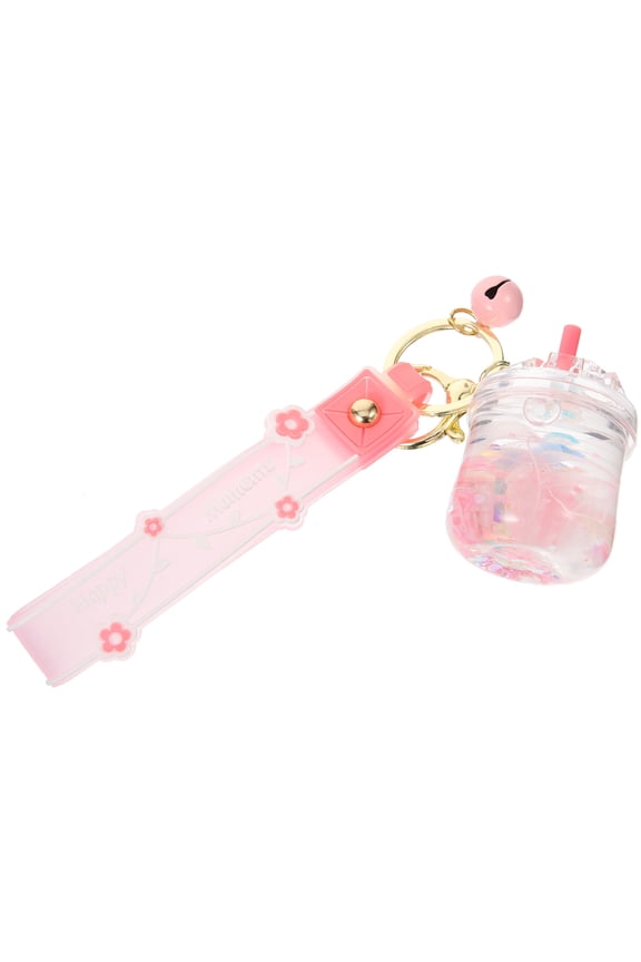 Cell Phone Keychain Pendant Pink Resin Milk Tea Cup Shape 1Pack