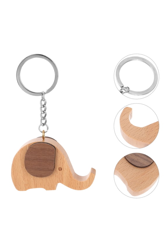 Creative Key Chain Elephant Shape Wood 1pc