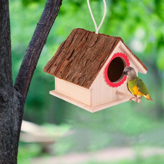 HOMEMAXS Creative Wooden Bird House Nest Box 1 Set Hand Made Hanging Crafts