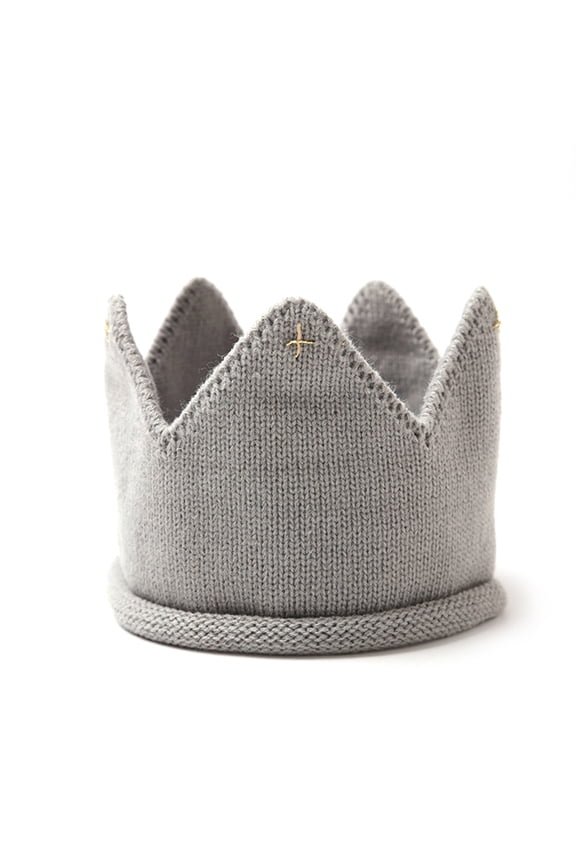 Crown Knitted Hat for Warm Acrylic Grey Fits Boys and Girls 0 to 3 Years