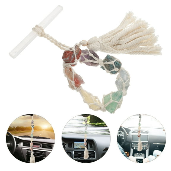 jojofuny Crystal Car Hanging Decors Natural Stone 1Set 19.7X3.9X2In
