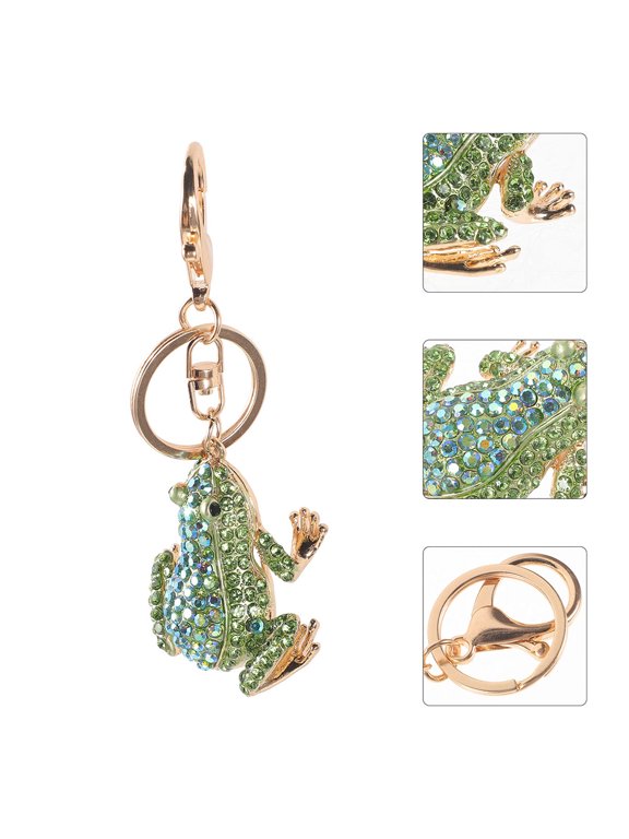 Frog Keychain Crystal Pendant for Handbag and Car 2Pcs