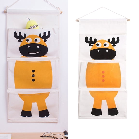 VERDANVERSE Wall Mount Hanging Bags Over Door Storage Organizer Linen Yellow 1Pcs for Kitchen Office