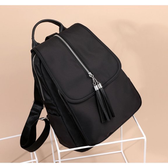 BEADCEST Black Womens Shoulder Bag Casual Backpack with Creative Tassel for Everyday Use