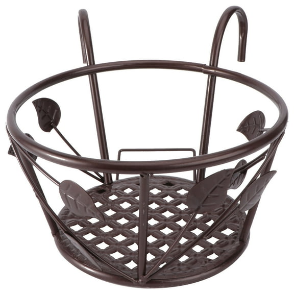 WEUVEB Railing Planter Shelf Storage Rack Dark Brown Iron 1Pc
