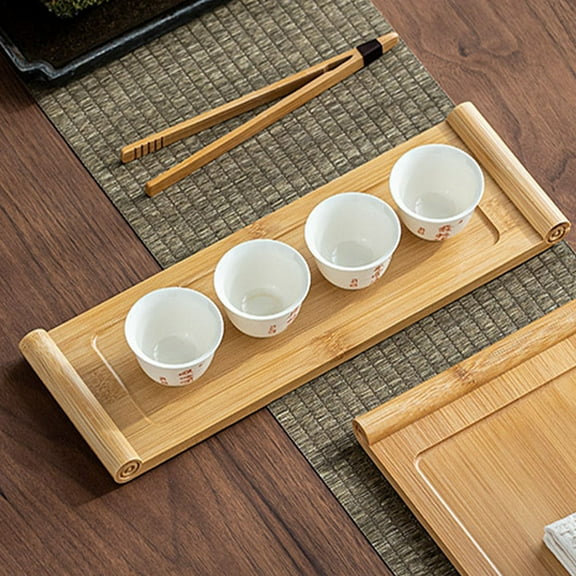 HOMEMAXS  Decorative Tray Rectangle Coffee Table Bamboo Tea
