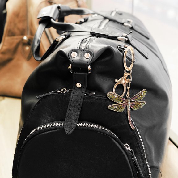 HOMEMAXS Delicate Dragonfly Keychain Car Keychain Rhinestones Dragonfly Keyring Women Bling Dragonfly Keychain Sparkling Keychain Backpack Bag Pendant