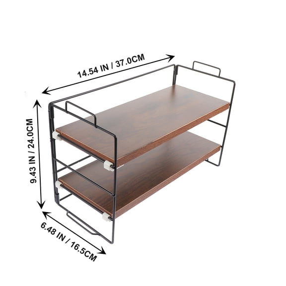 BEADCEST Table Storage Rack Desktop Organizer Shelf Office Brown Wood 1Pc