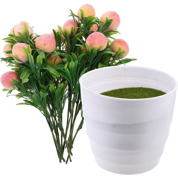 HOMEMAXS Miniature Artificial Peach Tree Desktop Decor, Fake Potted Plant Ornament for Home and Office Decoration