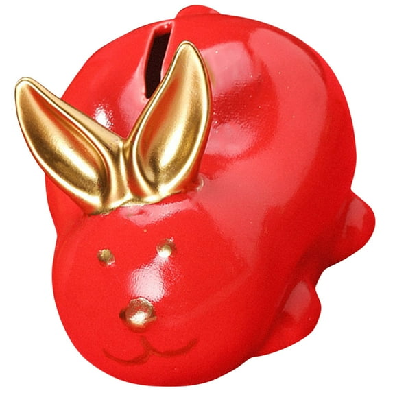 HOMEMAXS  Desktop Bunny Decor Cartoon Money Jar Rabbit Bank Easter Banks Red Child Baby