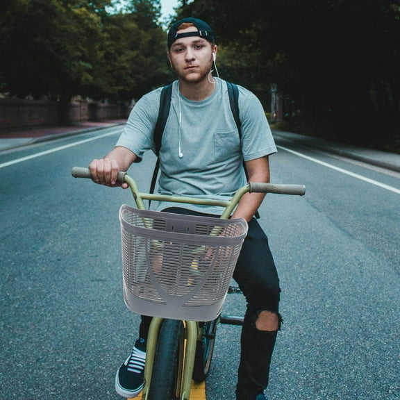 HOMEMAXS Detachable Plastic Front Bicycle Basket Convenient Bicycles Plastic Basket Multi-Use Bicycles Basket Bicycles Front Basket Detachable Bicycle Basket