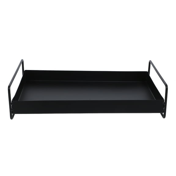 CRAFTHROU Rectangular Metal Serving Dish Plate in Black for Fruit Snacks and Appetizers