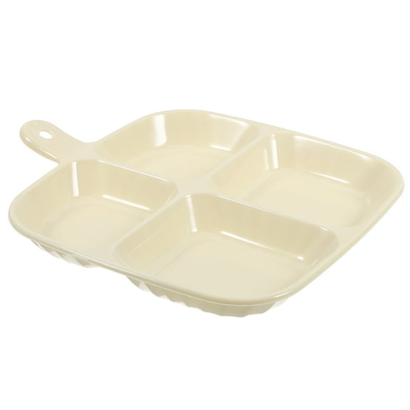 HOMEMAXS Divided Plate for Meal Prep with Unique Separation Design Made of Plastic Beige Color Compact Size 7x10.5 Inches
