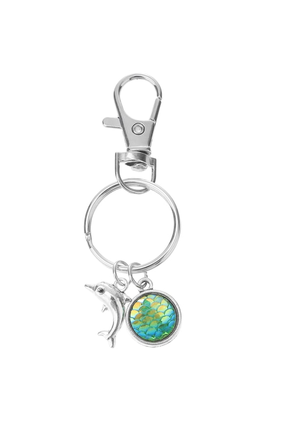 Dolphin Keychains Green Keychain Gift for Kids Miss 5.5X2.5cm Silver