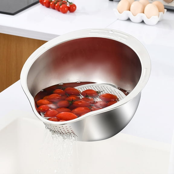 HOMEMAXS Drain Basket over Sink Strainer Colander Draining Filter Silver